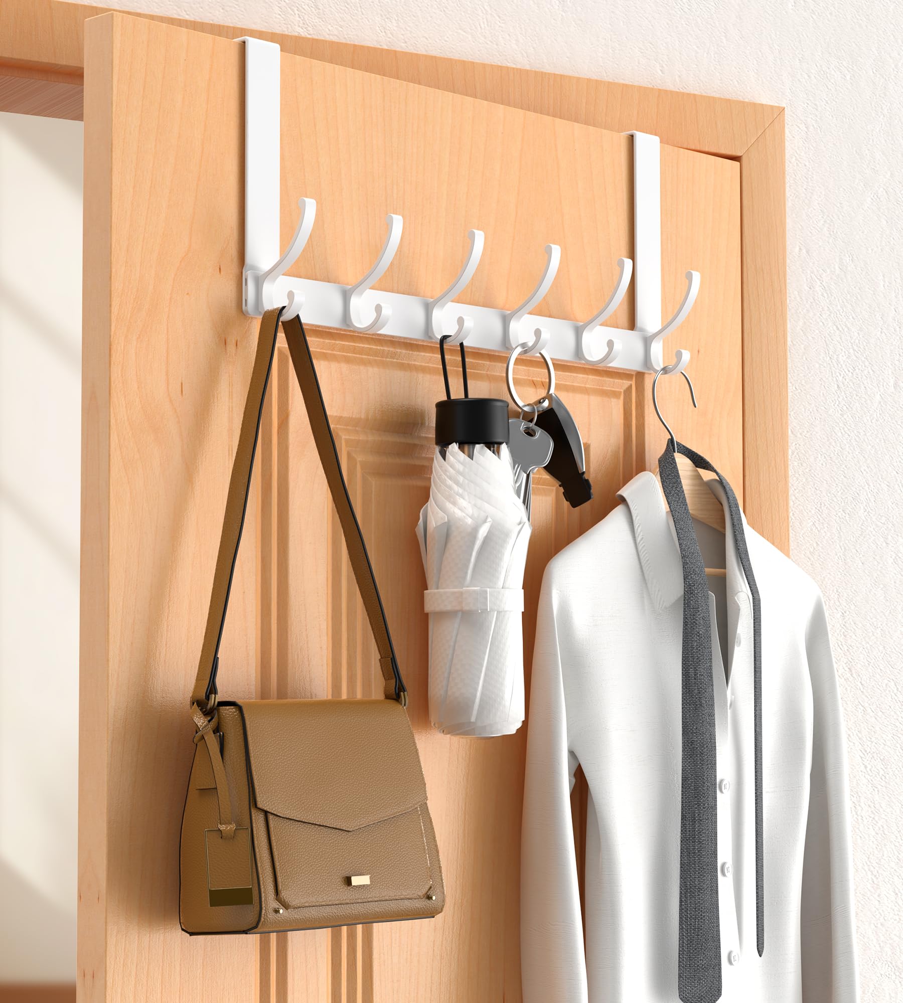 Photo 1 of CHAUNCEY HOME Over The Door Hooks Hanger with 7" Arms, Door Hooks for Hanging, Fit 1 3/4" Door, Tool-Free Assembly, F7U, Towel Racks Organizer Holder for Bathroom - White