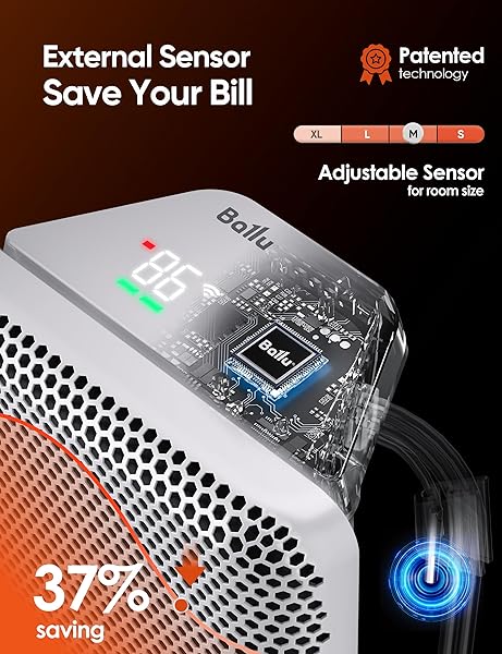 BALLU CONVECTION PANEL SPACE HEATER FOR LARGE ROOM,1500W ELECTRIC HEATER WITH PROGRAMMABLE THERMOSTAT,WIFI APP CONTROL,STANDING OR WALL MOUNT,SMART QUIET HEATER FOR INDOOR USE,WORKS WITH ALEXA,WHITE