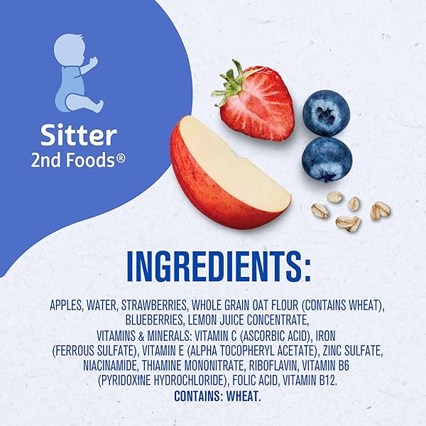 GERBER STAGE 2 BABY FOOD, APPLE STRAWBERRY BLUEBERRY OATMEAL CEREAL TUBS, IRON HELPS SUPPORT BRAIN DEVELOPMENT, NO ARTIFICIAL FLAVORS, BABY CEREAL, 2-PACK