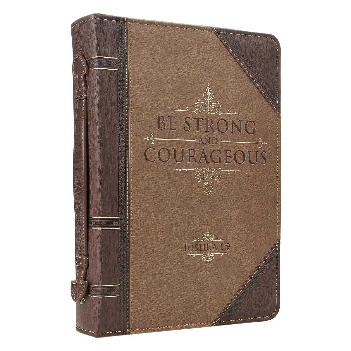Antique Book Be Strong & Courageous Bible / Book Cover - Joshua 1:9 (Medium)