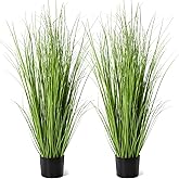Jexine 2 Pieces Tall Artificial Grass Plant Potted Artificial Greenery Floor Plants Fake Pampas Grass Tall in Pot for Housewarming Gift House Garden Bathroom Lobby Indoor Outdoor (Spring,4 ft)