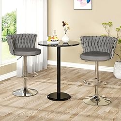 AWQM Velvet Bar Stool Set of 2,Counter Height