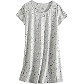 PNAEONG Women's Nightgowns Short Sleeves Cotton Sleepwear Print Sleep Shirt XTSY108-Gray Cats-XL