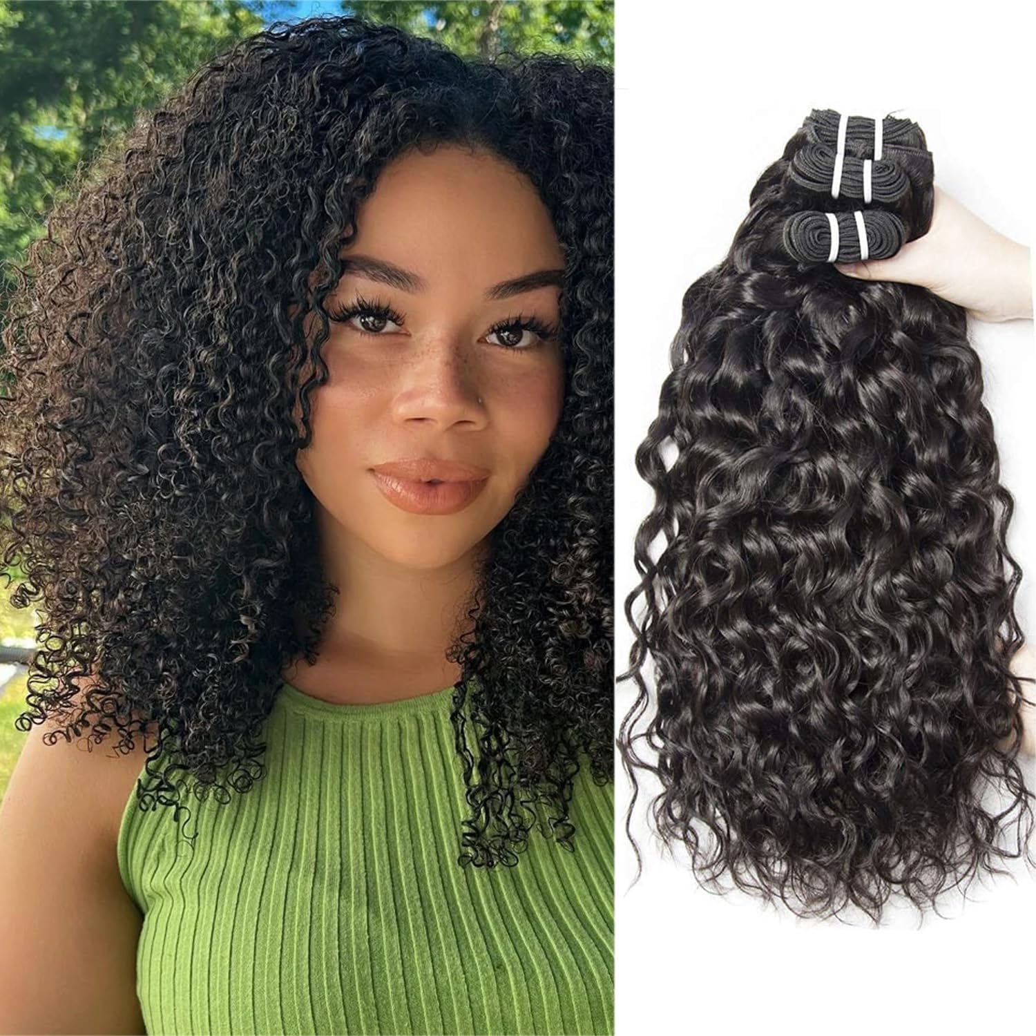 Curly Wave Bundles Human Hair Brazilian Curly Human Hair Bundles 3 Bundles Kinky Curly Human Hair Brazilian Virgin Human Hair Bundles 80 Gram/Bundle (Total 240 Gram), 16 16 16 Inches, Natural Color