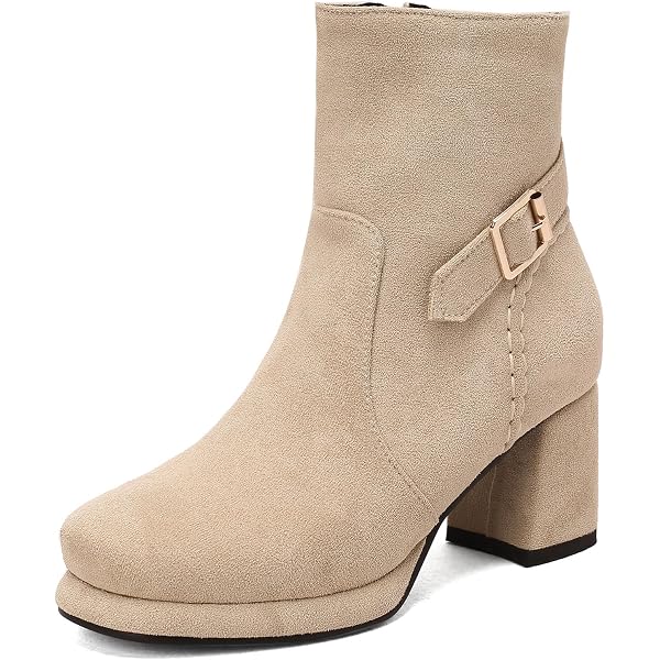 Amazon.com | UniqueStride Womens Suede Square Toe Ankle Boots