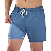 SurfTrak Mens Swim Trunks with Compression Liner 5 inch Textured Ribbed 4 Way Stretch Mens Bathing Suits Beach Short Swimsuit