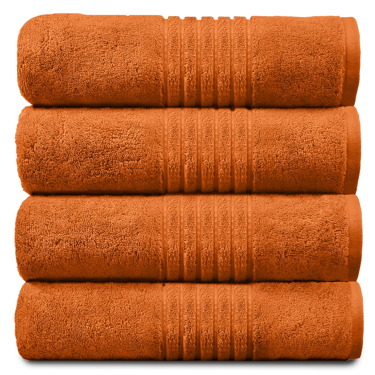 GC GAVENO CAVAILIA 4 PK Extra Large Bath Sheet, Water Absorbent Cotton Towels, 450 GSM Quick Dry Towels Set, Orange