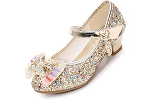 Cadidi Dinos Girls Dress Shoes Wedding Party Heel Mary Jane Princess Flower Shoes (Toddler/Little Kid/Big Kid)