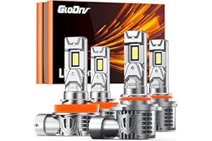 GloDrv [2025 Upgrade] H 11 90 05 Led Bulbs Combo, [Latest & Brightest] 48000LM 600% Ultra-Bright Real 1:1 Mini Size, 6000K Cool White, Quick Install No Adapter Needed, Pack of 4