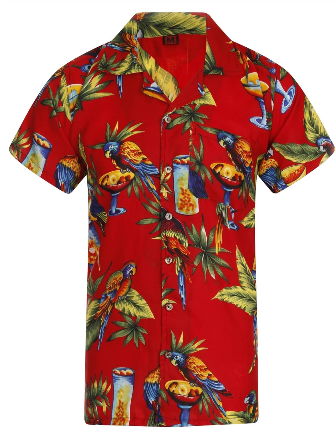 Hawaiian Shirt Mens Loud Red Parrot Aloha Cocktail Hawaii ...