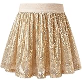 Mirawise Girls Metallic Sequin Skirt Sparkle Shiny Pleated Skirts Dance Outfit Elastic Waist Skorts Size 6-13