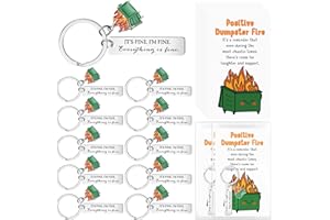 Equsion Dumpster Fire Gift Keychains with Positive Cards for Appreciation Christmas Employee Coworkers Gift