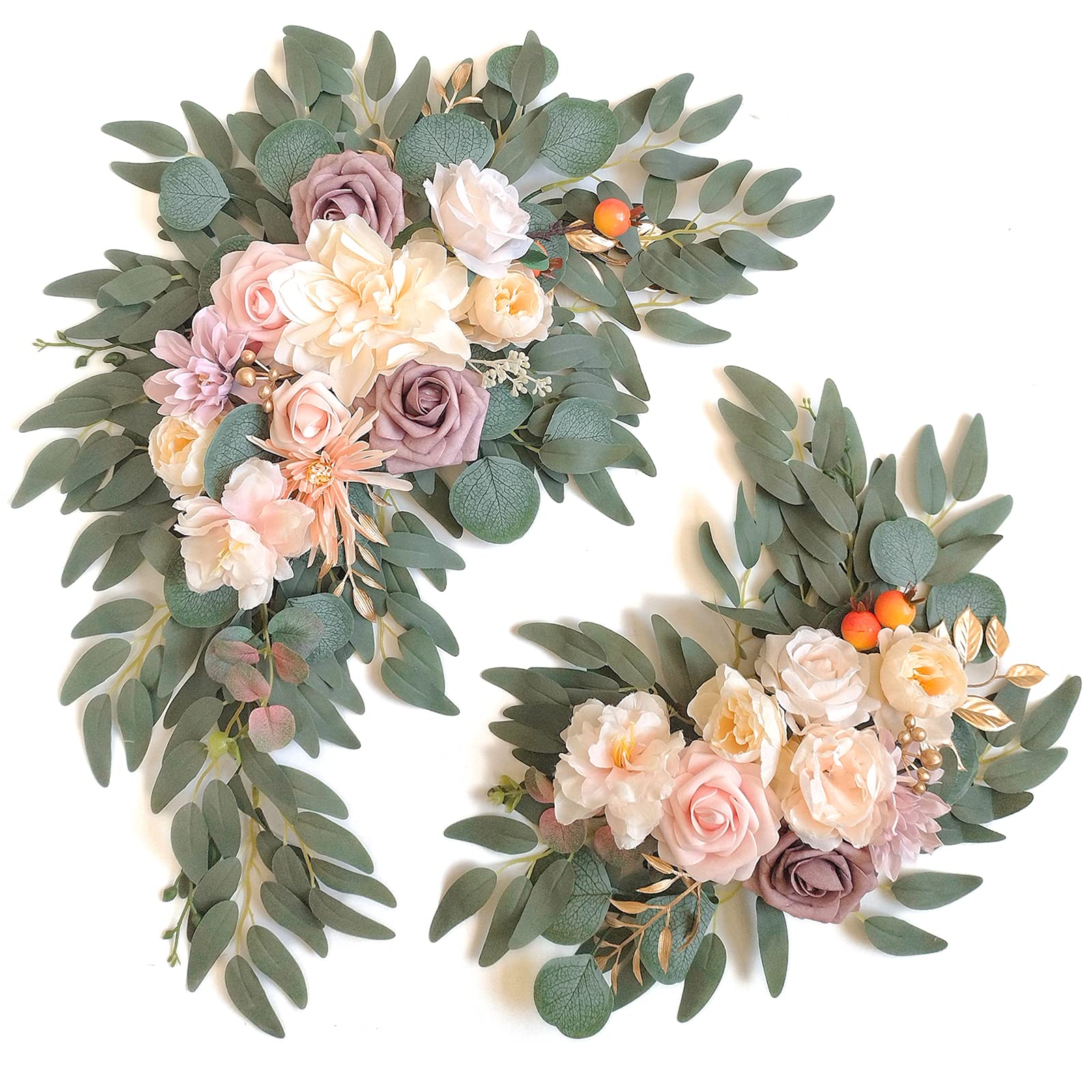 Photo 1 of Piklado Faux Flower Swag Set of 2 for Wedding Welcome Signs Floral Swag Wedding Reception Ceremony Signs Decor (Champagne)
