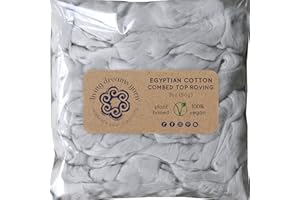 LIVING DREAMS YARN Cotton Fiber for Spinning, Blending, Felting & Fiber Arts. Soft Vegan Combed Top Roving. Silver