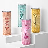 Personalized Tumbler with lid and straw | 20oz Stainless Steel Custom Tumblers | Personalized Gifts | Double Wall Insulated Cup for Hot, Cold Drinks | Tumbler Ombre Glitter effect with Name | 20oz Cup