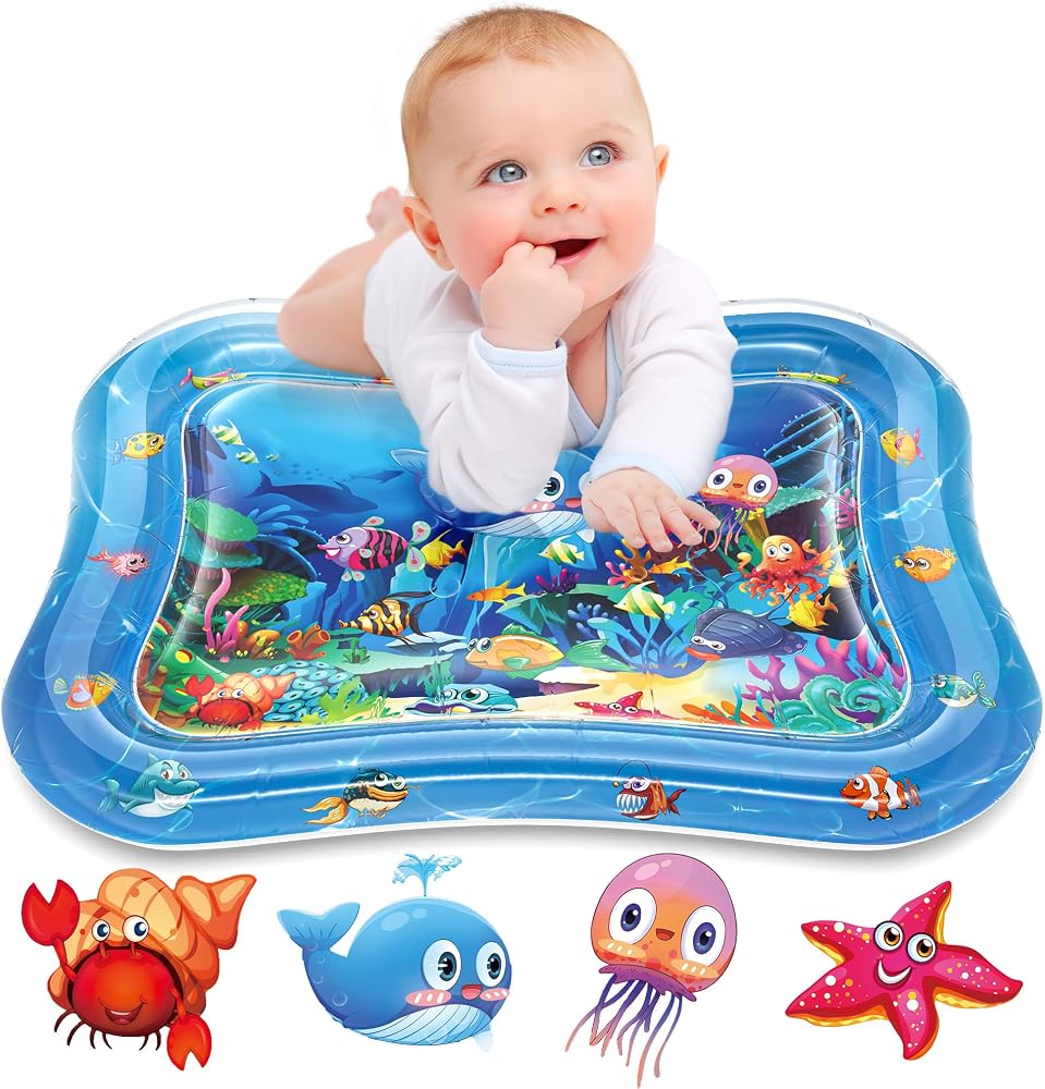 Infinno Inflatable Tummy Time Water Mat, Baby Sensory Toys 3-24 Months | Leakproof play surface, builds neck and core strengt
