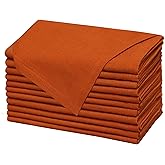 COTTON CRAFT Harvest Cloth Napkins - Set of 12 Soft 100% Cotton Slub Fabric Napkins - Mitered Corners - Fall Thanksgiving Holiday Table Dinner – Durable Reusable -17x17- Harvest Orange Pumpkin Spice