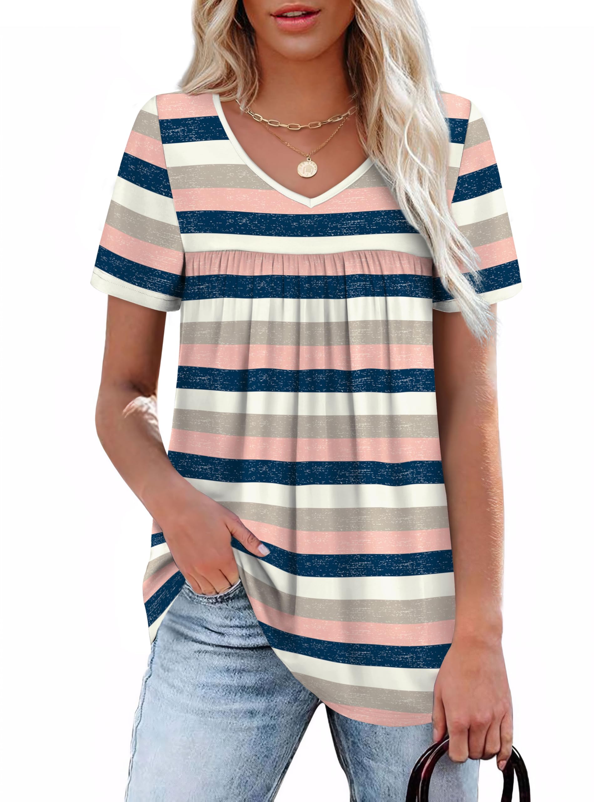 WEESO Womens Summer Tops 2025 Pleated Plus Size