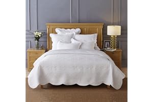 Calla Angel Sage Garden Luxury Pure Cotton Quilt, Queen, White