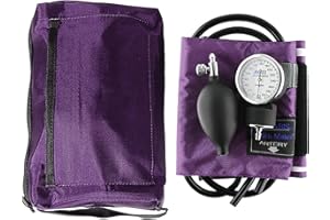MABIS MatchMates Manual Blood Pressure Monitor Kit Aneroid Sphygmomanometer with Calibrated Nylon Cuff and Oversized Carrying Case, Adult, Purple