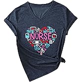 KZMFROY Womens Nurse Shirt Nursing School Tshirt Cute Nurse Life Shirt Register Nurse Gift Inspirational Tee