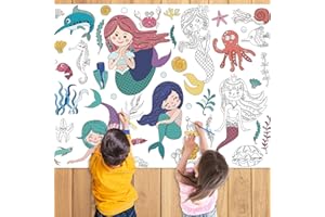 Nicime 43.3x31.5Inch Mermaid Giant Coloring Poster with Picture, Birthday Gift Painting Poster, Art Crafts Activity Drawing P