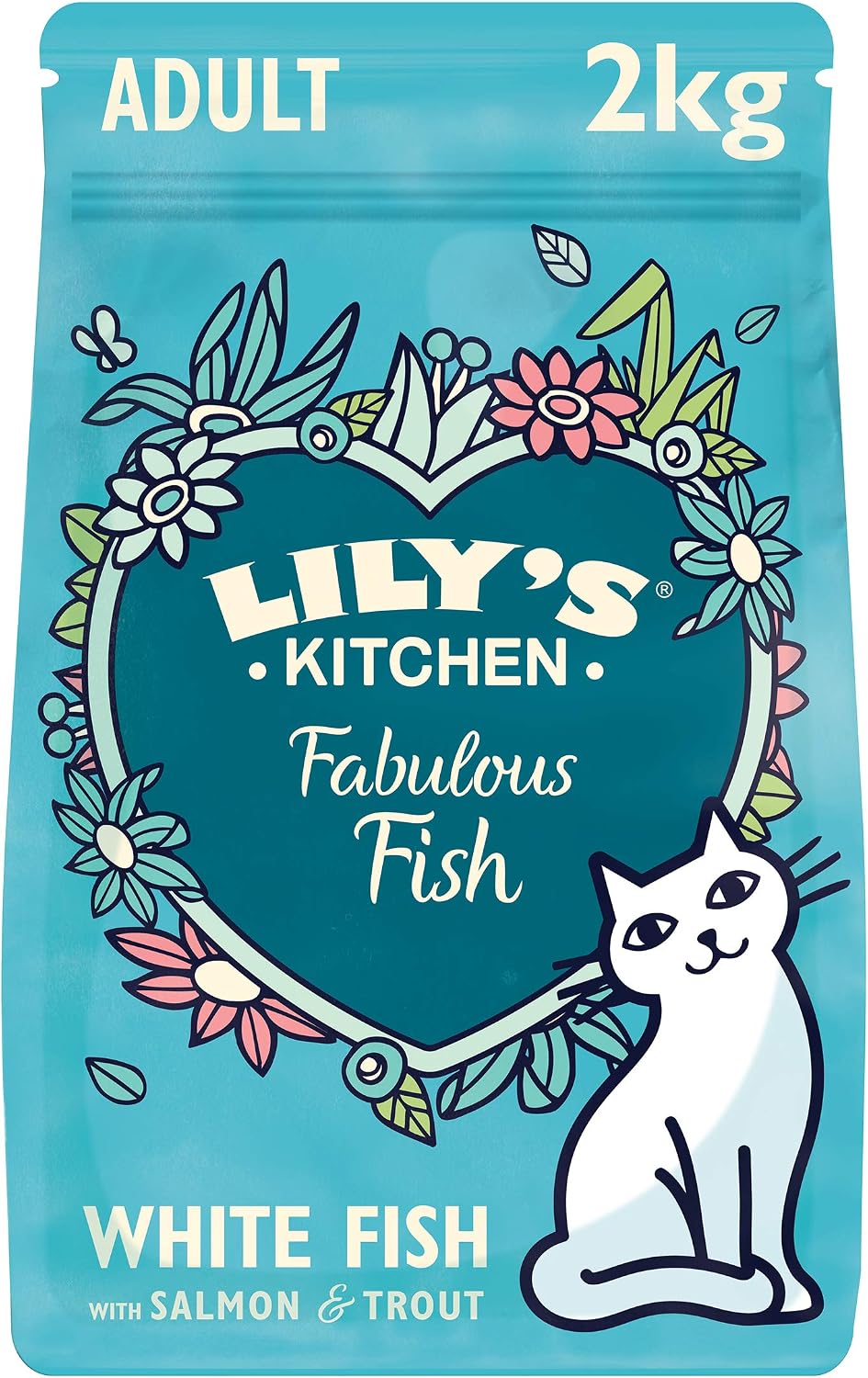 Lily's Kitchen Made with Natural Ingredients Adult Dry Cat Food White Fish with Salmon Grain-Free Recipe 2kg