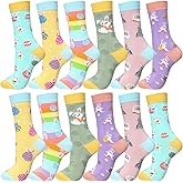 Funtery 12 Pairs of Easter Socks Women rabbits Easter Egg St. Patrick's Day Novelty Design Crew Socks Easter Gifts