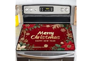 NYZE Christmas Stove Top Cover for Electric Stove, Heat Resistant Glass Stove Top Cover, Stovetop Protector and Kitchen Decor, Dish Drying Mats Cover for Ceramic or Washer Top, 28.5x20.5 Inch