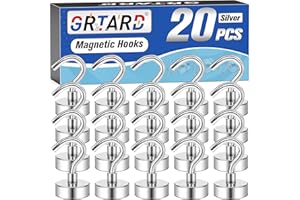 Grtard 20 Pack Magnetic Hooks Heavy Duty, 30LBS Strong Magnet Hooks Heavy Duty, Magnetic Hooks for Cruise Cabins, Neodymium Magnets with Hook for Hanging, Outdoor, Kitchen, Workplace, Garage