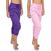 Sexy Basics French Terry Jogger Pants|Cotton Comfort | Capri Length Drawstring Sweat Pants | Multi Packs & Colors