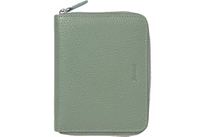Filofax Norfolk Zip Organizer, Pocket Compact Size, Sage - Soft, Full-Grain Leather, Six Rings, Two-Weeks-to-View Insert, Eng