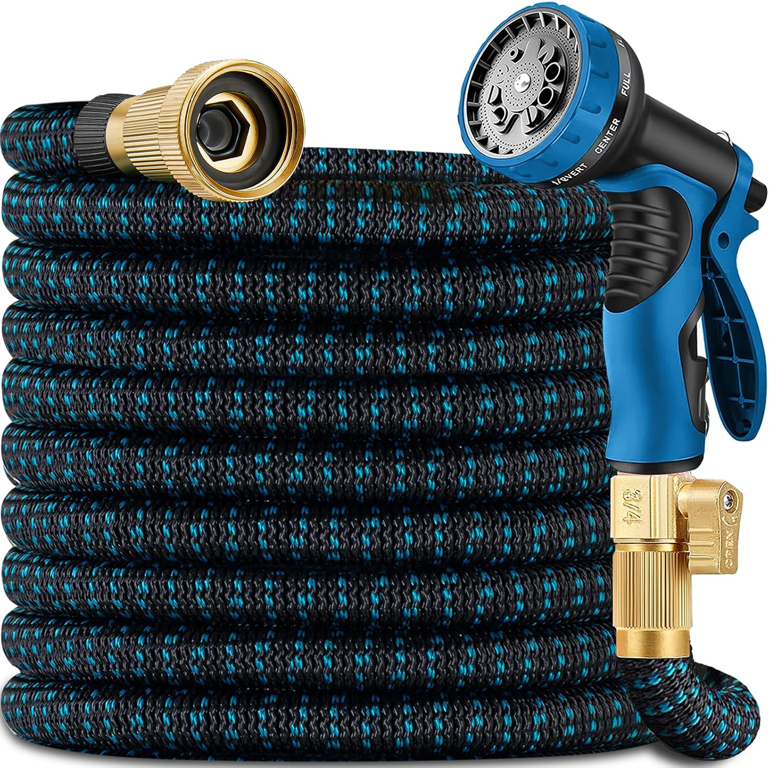 100 ft Expandable Garden Hose - Ultra Flexible,Durable Collapsible Latex Core & Solid Brass Fitting, No Kink-Free Expanding Garden Pipes Hose - RV, Gardening Marine and Camper Water Garden Hoses
