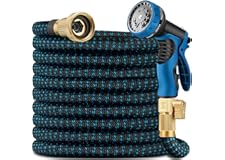 50 ft Expandable Garden Hose with 10 Spray Nozzle - Heavy Duty Superior Strength 3750D - 4 -Layer Latex Core - Expanding Water Hoses - Extra Strong Brass Connectors/Storage Bag