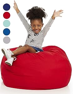 Delmach Stuffed Animal Bean Bag | 100% Cotton Canvas (Red) | Storage Bean Bag Cover | Cool Kids Chair | Room Organization | Toy Storage Bag | Extra Large 38"