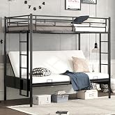Bellemave Twin Over Futon bunk Bed, loft Bed with futon, Twin Over Full Futon bunk beds, No Box Spring Needed, Black