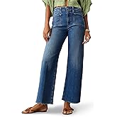 PHISOCKAT Wide Leg Baggy Jeans, High Waisted Stretchy Baggy Jeans Trendy Denim Pants with Pockets Dark Blue