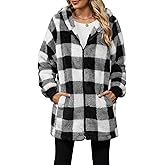 Yanekop Womens Oversized Sherpa Jacket Fuzzy Fleece Zip Up Jacket Warm Winter Coats Faux Fur Coat with Pockets