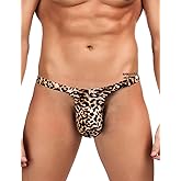 comeondear Mens Wild G-String Thong Underwear Sexy Animal Print Thong Underwear Low Rise T-back Mens Lingerie