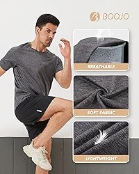BOOJO 3 Pack Workout Mens Shirts - Quick Dry Causal