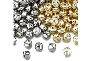 Zhanmai 200 Piece Jingle Bells, 1/2 Inch Craft Bells Bulk for Christmas, DIY Wreath, Holiday Home and Christmas Decoration (Silver/Gold)
