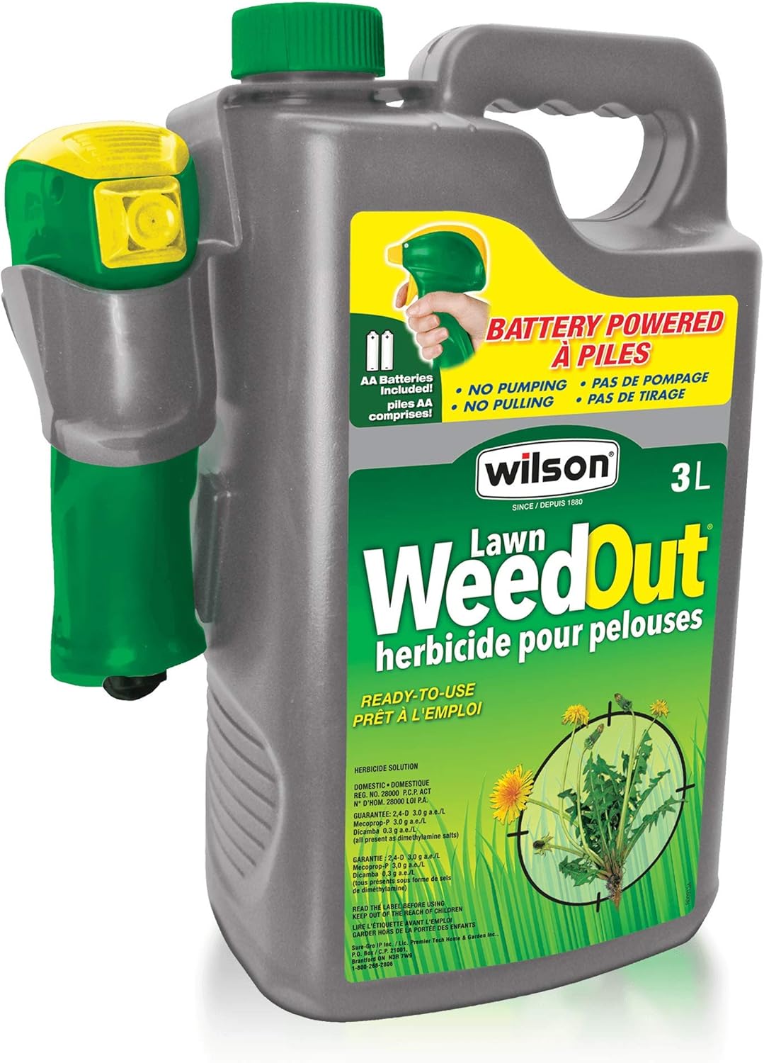 Wilson Lawn Weed Out ReadytoUse with Battery Powered Sprayer 3L