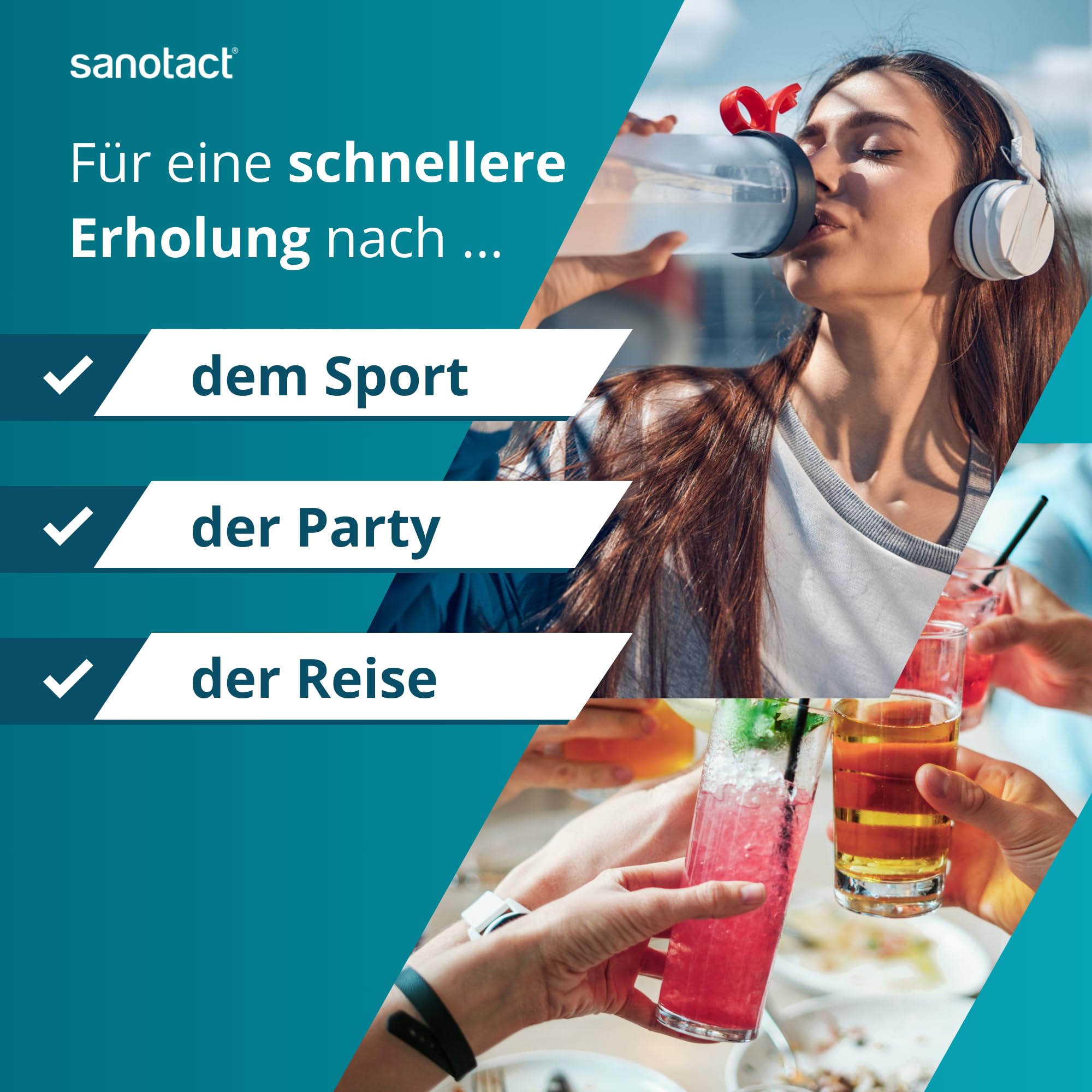 sanotact Electrolyte Plus, electrolyte powder with potassium and magnesium, 20 sachets with orange flavour and vegan