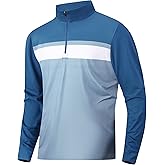 Alex Vando Mens Golf Shirts Long Sleeve Mock Neck Color Block Zipper Polo Shirt for Men