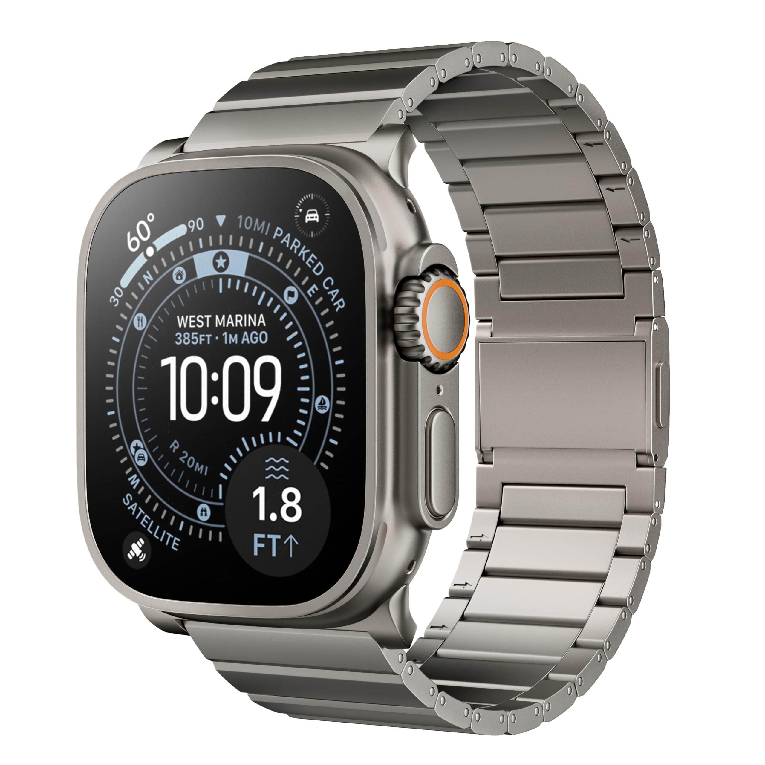 View 1 of **Band only Band, please see the photo**LULULOOK Titanium Band for Apple Watch Ultra 3/Ultra 2 49mm, Adjustable Magnetic Clasp Titanium Metal Straps, Men’s iWatch Band for Ultra with DLC Scratch Resistant Coating