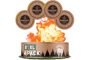 Radiate 4 Pack XL 8" Portable Campfire As Seen On Shark Tank - Up to 5 Hours of Burn Time - Reusable Travel Fire Pit for Camping, Patios and Beach Days - Great Alternative to a Real Fire - Made in USA
