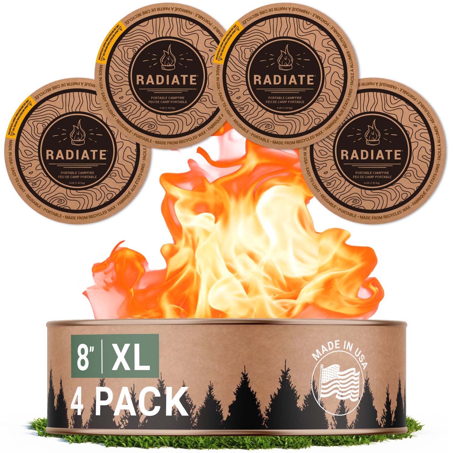 Photo 1 of Radiate 4 Pack XL 8" Portable Campfire As Seen On Shark Tank - Up to 2 Hours of Burn Time, Reusable Travel Fire Pit for Camping, Patios and Beach Days - Great Alternative to a Real Fire - Made in USA