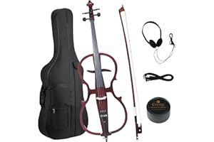 Cecilio CECO-1DW Ebony Electric Silent Metallic Mahagony Cello in Style 1, Size 4/4 (Full Size)