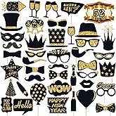 Joy Bang 40PCS New Year Photo Booth Props 2026 - New Year Eve Party Supplies Happy New Year Decorations Nye Party Favors