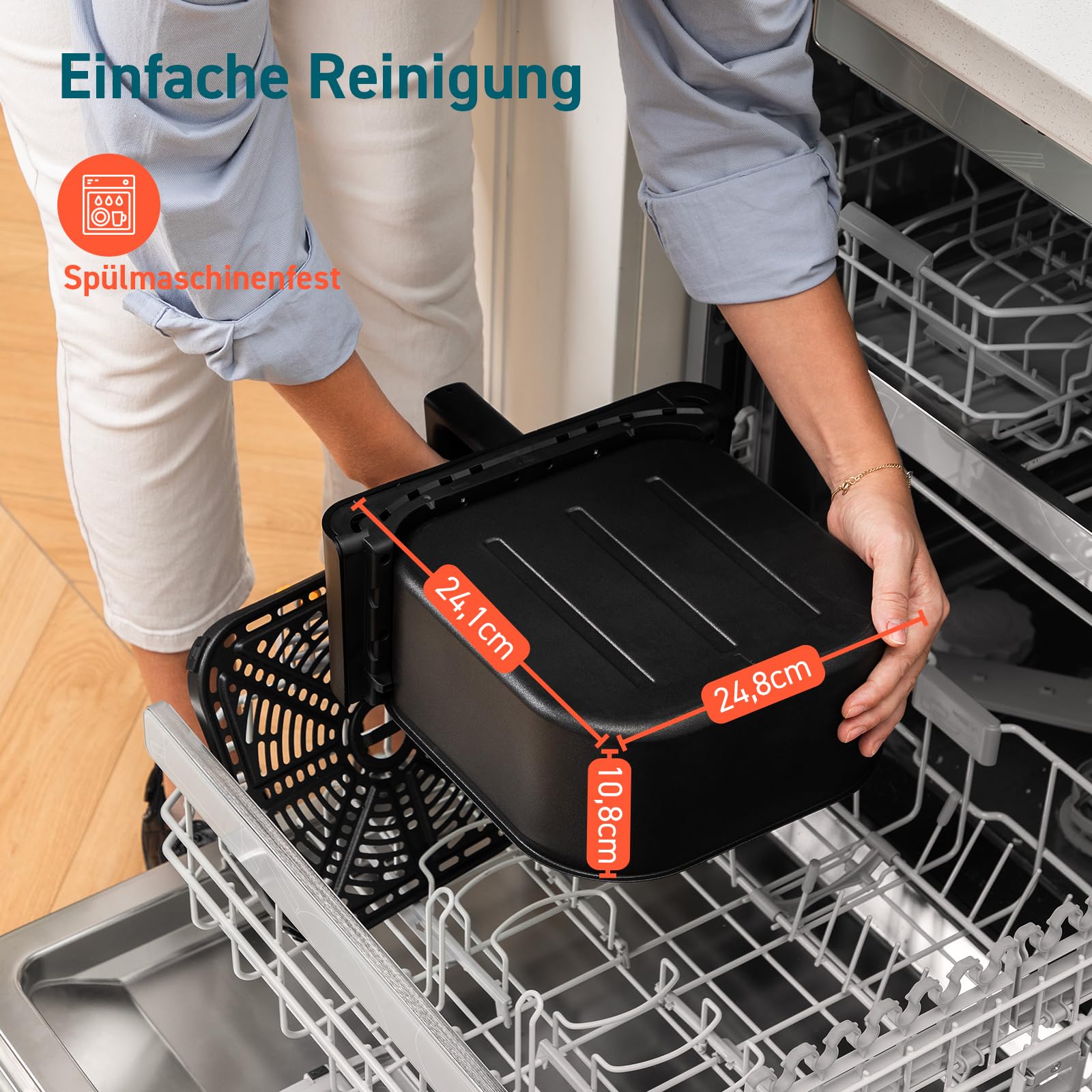 COSORI Airfryer, Heißluftfritteuse 6,2L mit Sichtfenster und Shake Reminder, 12-in-1 Heissluftfritteuse, Fritteuse 85 Prozent weniger Fett, 50 Rezepte, 55 Prozent energiesparend, einfache Reinigung 7